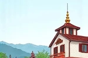 《月见旅馆》奇幻日常封面，月色下的旅店招牌