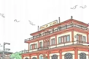 《第七次告白》校园恋爱漫画封面，走廊两端的两个人